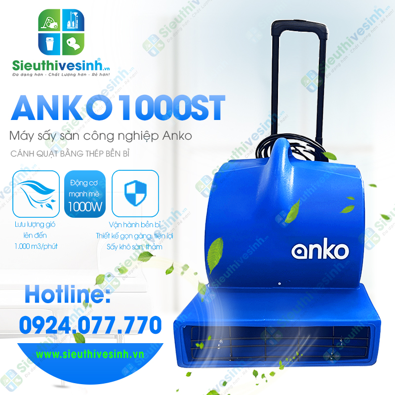 Máy sấy sàn công nghiệp Anko 1000ST cánh quạt bằng thép
