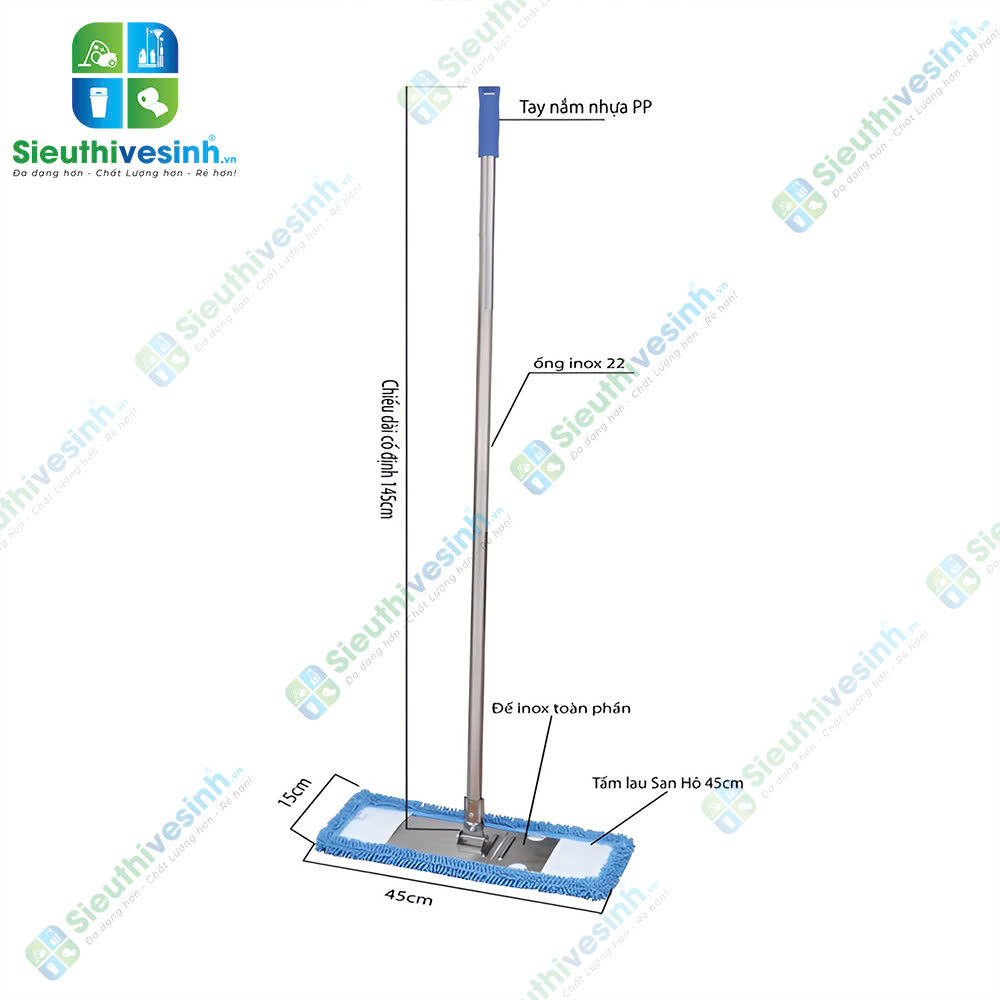 Bộ cây lau nhà san hô chữ T 45cm (bao gồm miếng lau) Loại 2 - Hình 3