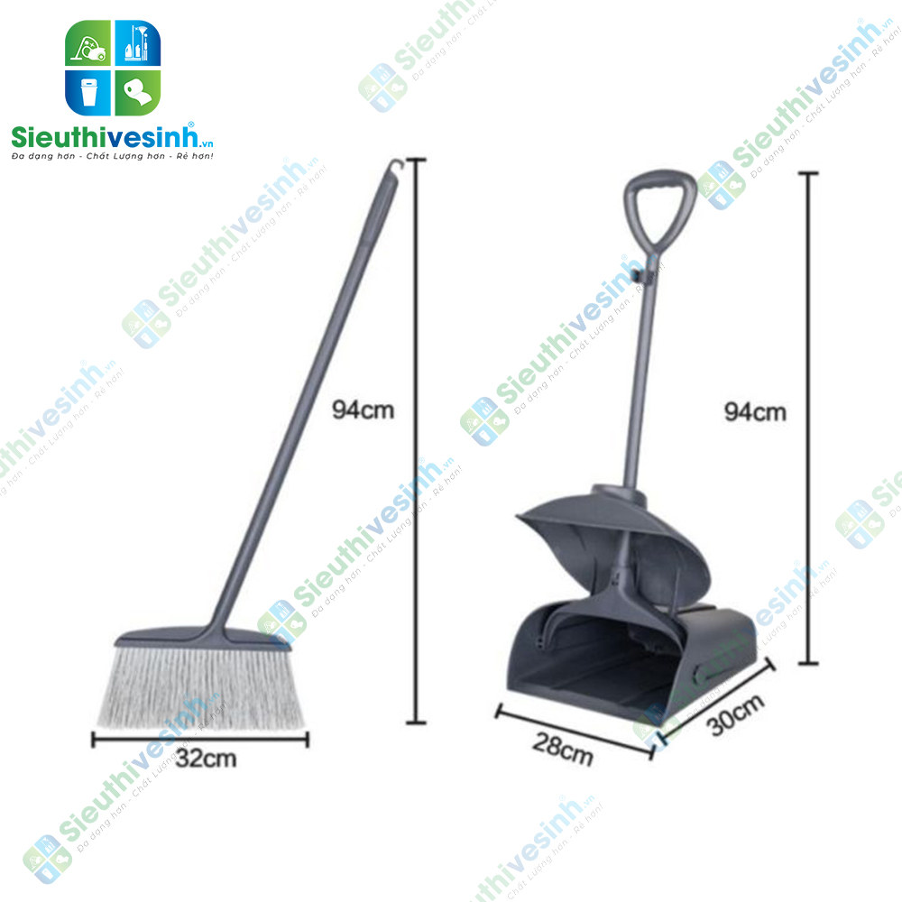 Bộ chổi và ky hốt rác có nắp đậy