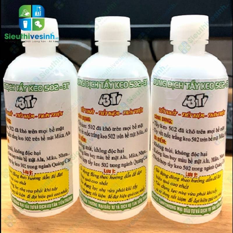 Dung dịch tẩy keo 502 3T trên alu mica