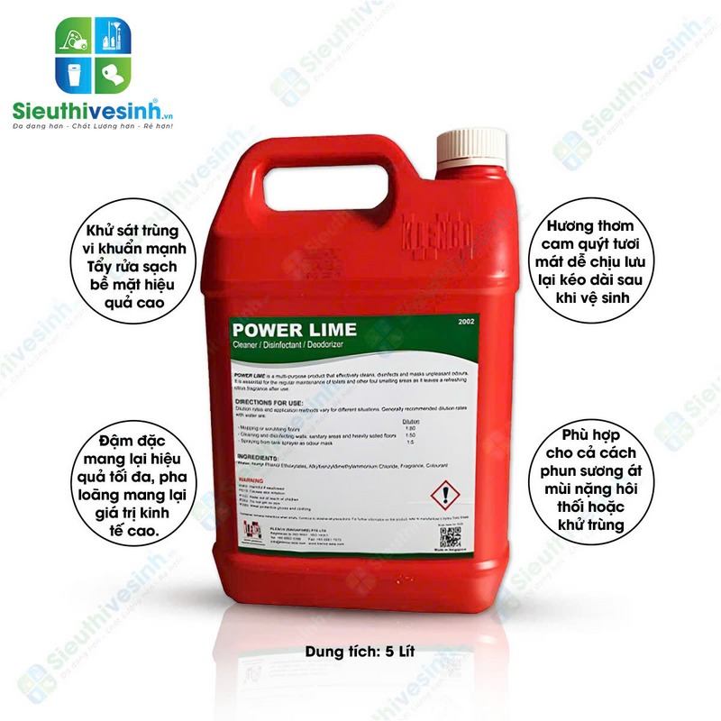 Hóa chất lau sàn khử mùi sát trùng Klenco Power Lime 5L - Hình 2