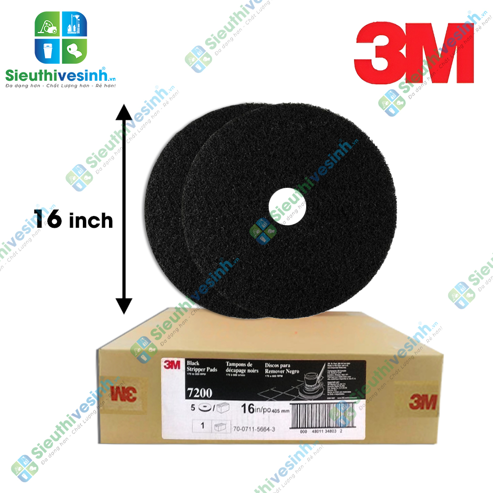 Pad chà sàn 3M 16 inch màu đen