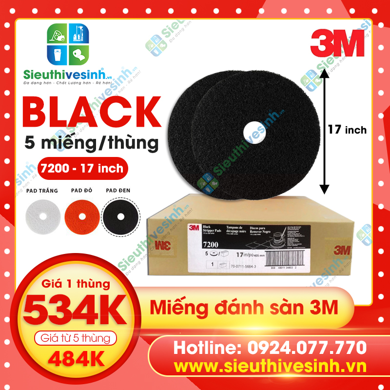 Pad chà sàn 3M 17 inch màu đen
