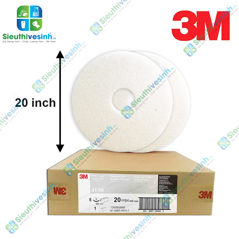 Pad chà sàn 3M 4100 20 inch màu trắng