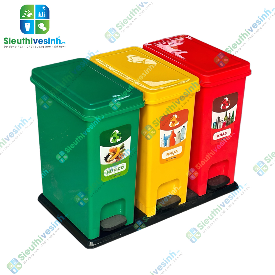 Thùng rác phân loại 3 ngăn