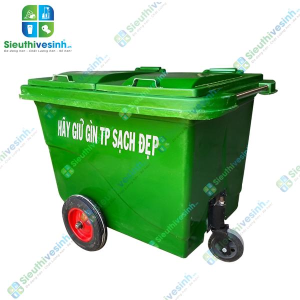 Xe thu gom rác composite 660L bánh nhỏ